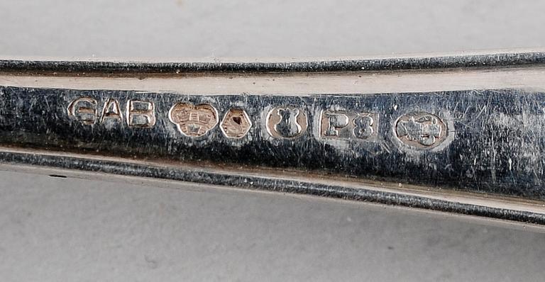 FAT SAMT BORDSGAFFLAR, 4 st, silver. Vikt ca 401 g.
