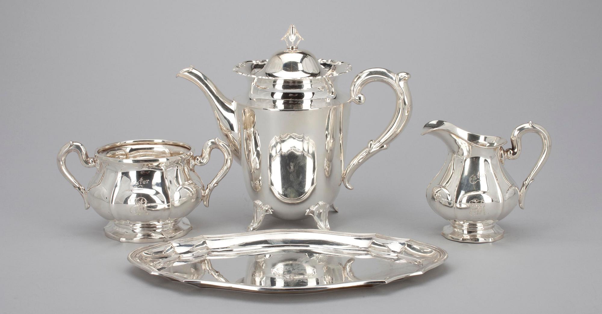 KAFFESERVIS, 4 delar. 830 silver. Vikt 929 g.
