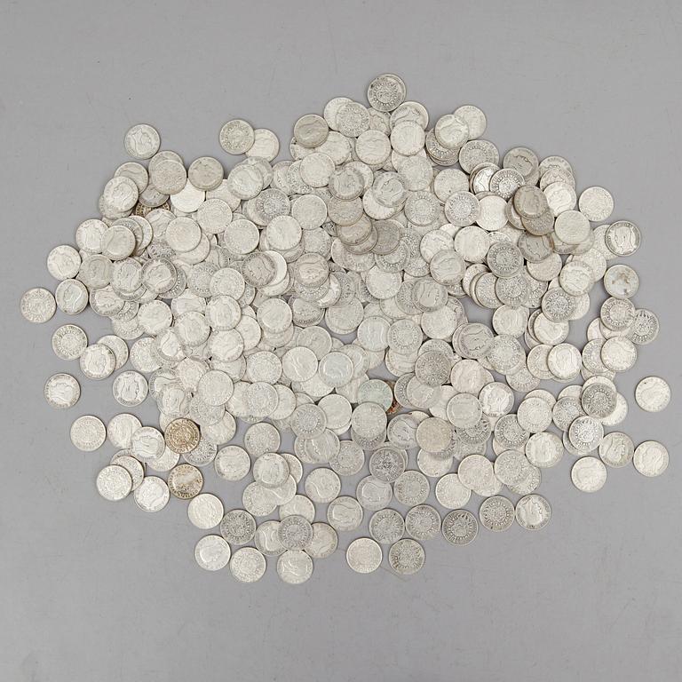 SAMLING SILVERMYNT, enkronor, Gustaf V, 1910-1941. Vikt ca 3000 gram.
