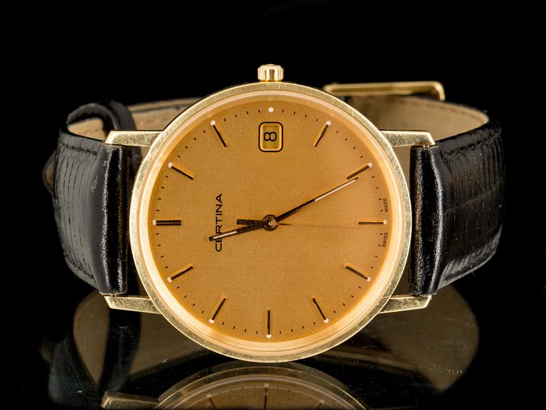 HERRARMBANDSUR, Certina, 18K guld, totalvikt 30,5 gram.