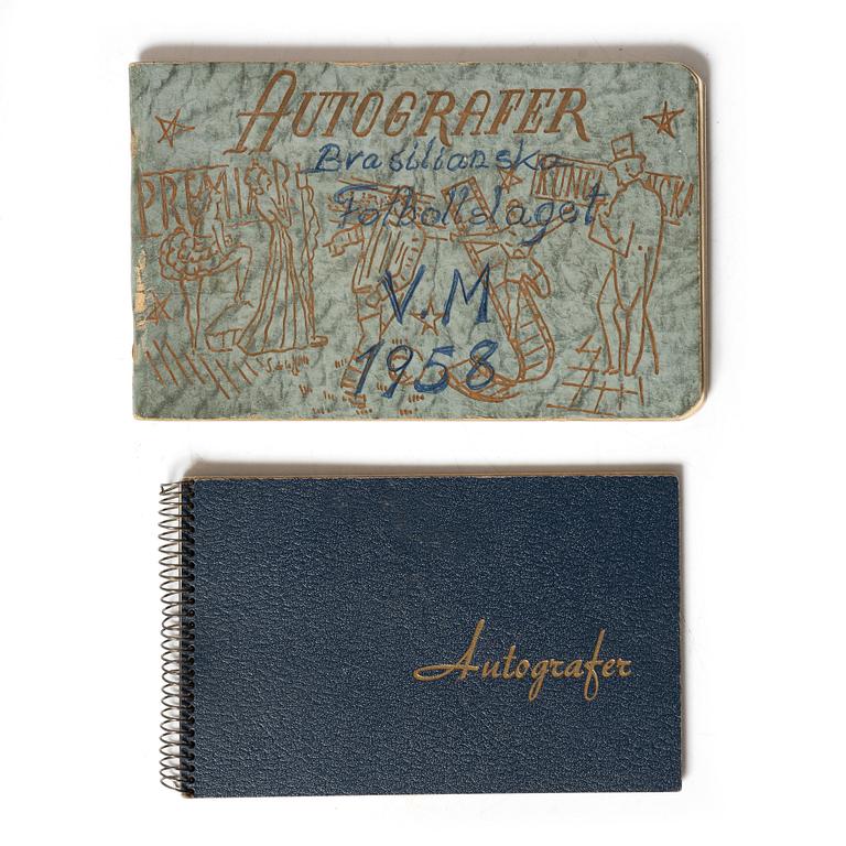 Autograph collection, Brazil’s national football team, 1958 World Cup, two notebooks.