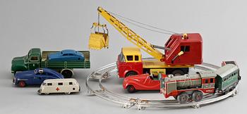 PARTI LEKSAKER, 14 delar, bl a Schuco. 1900-talets mitt.