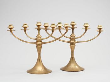 A pair of cast bronze candelabra, attributed to K M Seifert & Co, Dresden-Löbtau ca 1910-15.