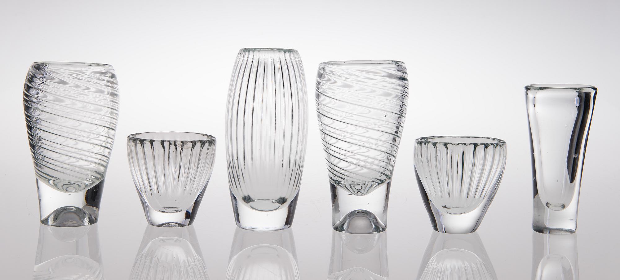 TAPIO WIRKKALA, VASES, 6 pcs, Löytö-series. 1950s.