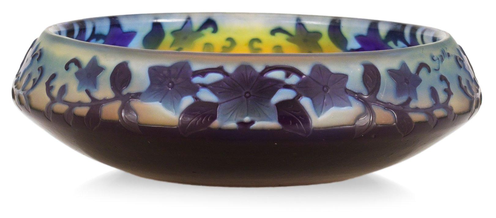 An art nouveau Emile Gallé cameo glass bowl, Nancy, France.