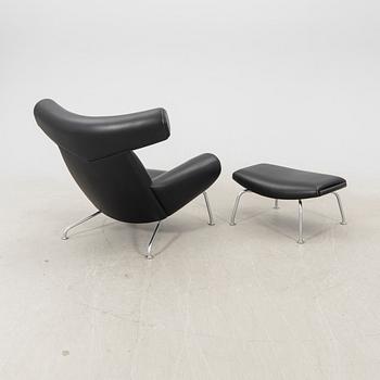 Hans J Wegner, fåtölj med fotpall, "Ox Chair", EJ-100, Erik Jørgensen, Danmark,