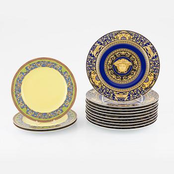 Versace, servisdelar, 13 delar, "Medusa Blue" och "Russian Dream", porslin, Rosenthal, Tyskland.