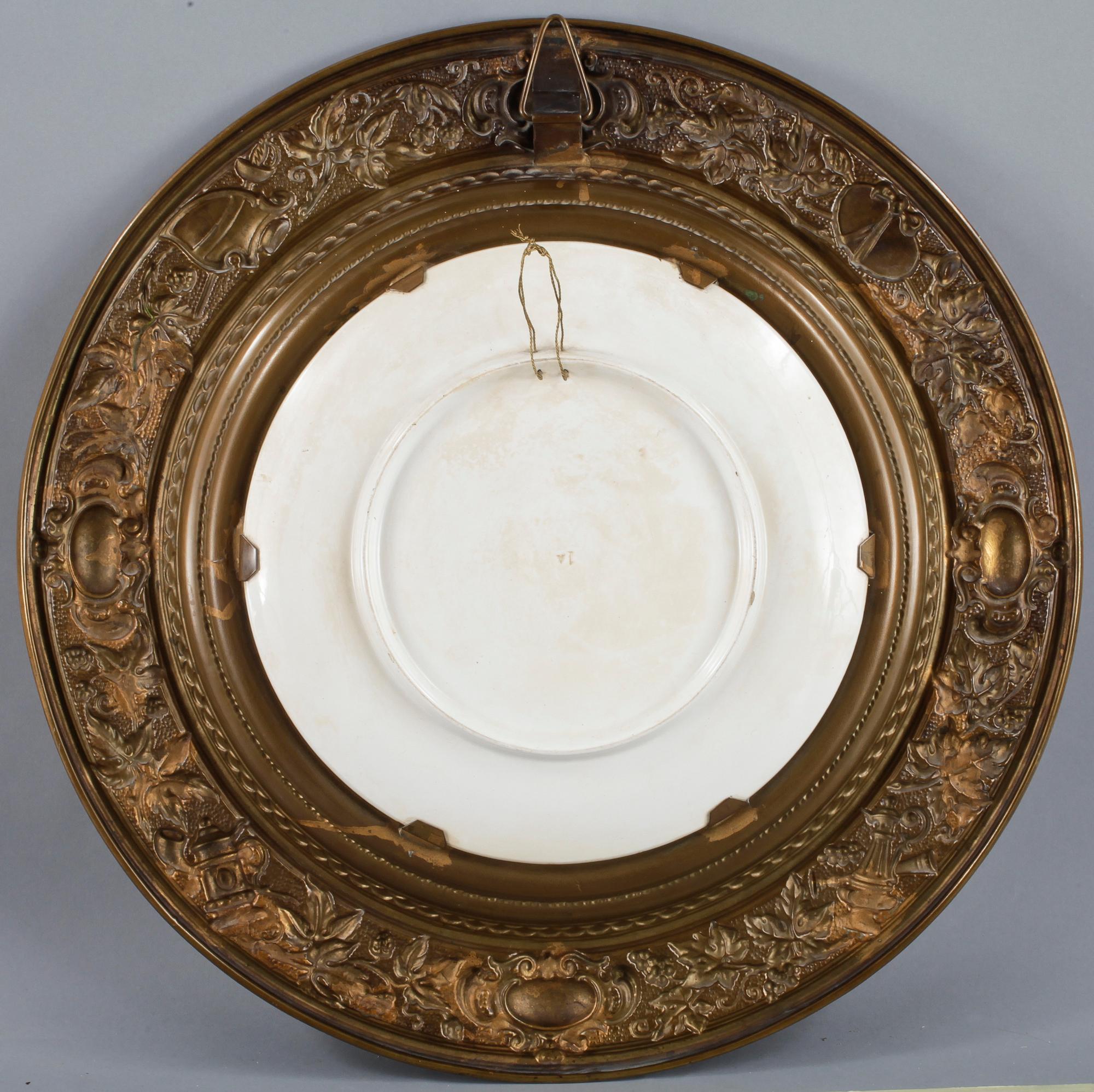 VÄGGDEKORATION, porslin mässing, 1800/1900-tal.