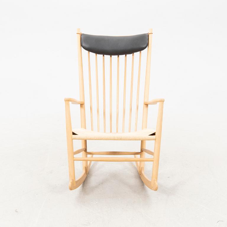 A Hans J Wegner oak rocking chair "J16", Denmark.