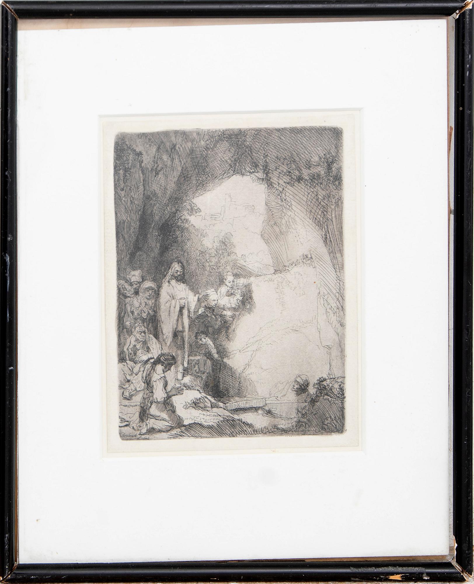 Rembrandt Harmensz van Rijn, The raising of Lazarus, small plate, later print.