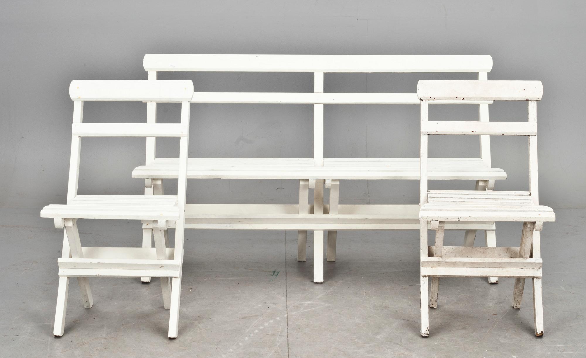 TRÄDGÅRDSMÖBLEMANG, 4 delar, 1900-talets första hälft.