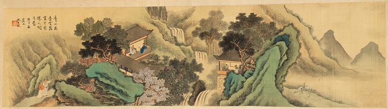 A scroll painting, Shen Fangbo (China 19th/20th century), watercolour and ink on silk, late Qing dynasty.