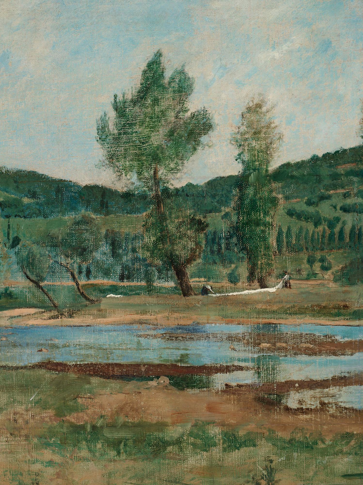 Hjalmar Sandberg, Tvätterskor vid stranden, Allier, Vichy, Frankrike.