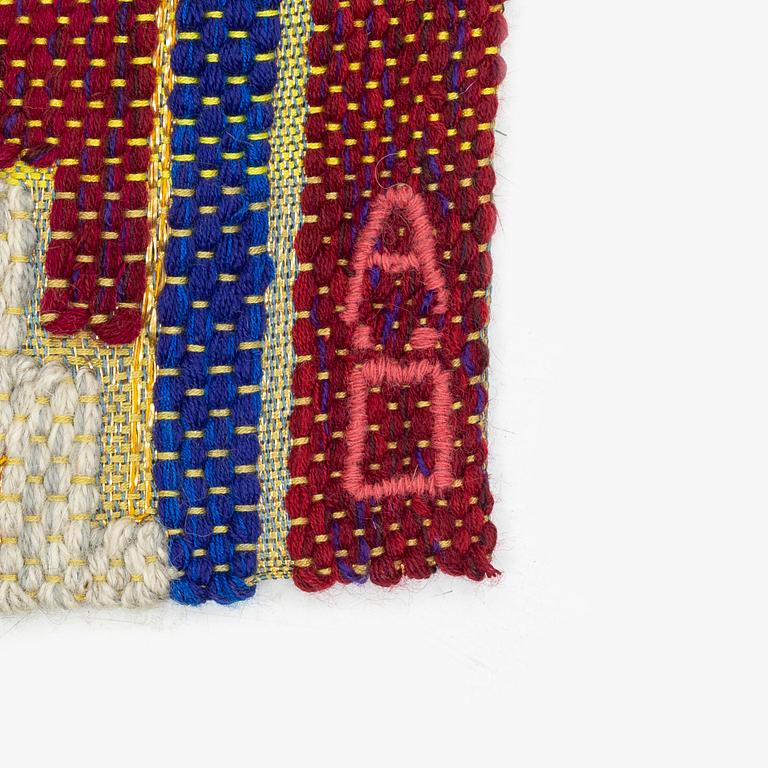 Agda Österberg, a textile, flat weave, approximately 151 x 52 cm, signed AÖ.