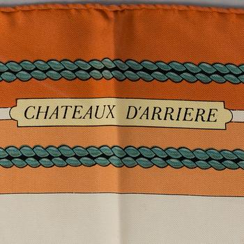 HERMÈS, SCARF, "Chateau D'Arrière orange", issued 1974.