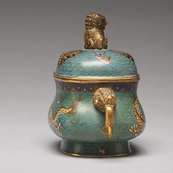 A cloisonné censer with cover, Qing dynasty, 19th Century.