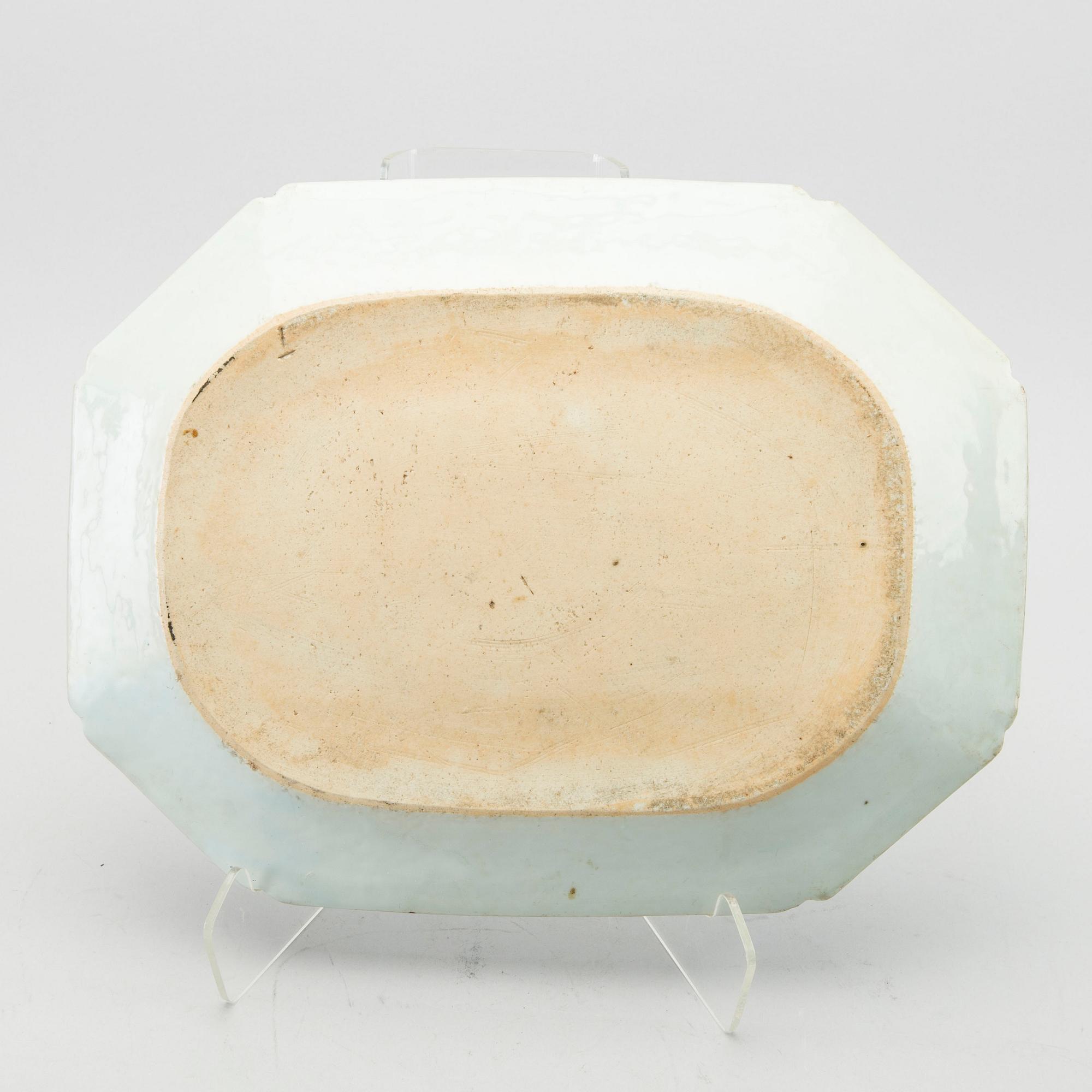 STEKFAT, 3 st, porslin, Kina Qianlong 1700-tal.