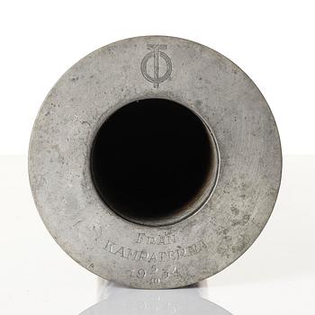 Wiwen Nilsson, a rare spherical modernist pewter vase, Ystad-Metall, Sweden, 1932.