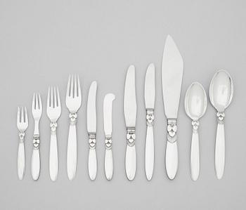 357. A Gundorph Albertus 121 pcs sterling set of flatware, 'Cactus', Georg Jensen, Copenhagen 1933-77.