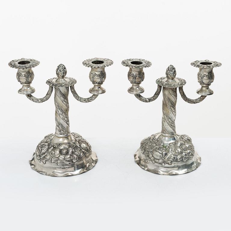 Kandelabrar, ett par, silver, barockstil, Tyskland 1900-tal.