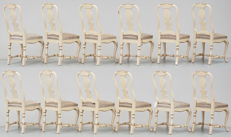 MATSALSGRUPP, 18 delar, rokokostil, Lysberg  och Hansen A/S, Kgl. Hofleverandör Palaegade Köbenhavn,1900-tal.