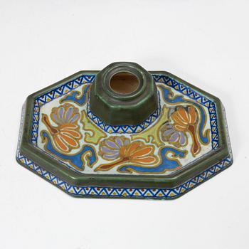 Desk set, 4 pieces, ceramic, bl a "Crocus", Gouda, Netherlands.