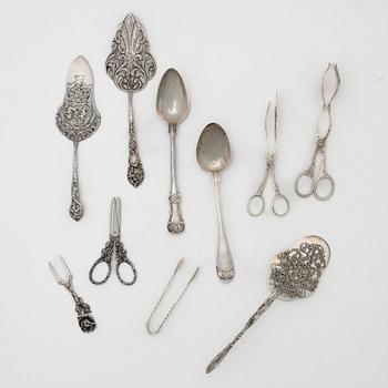 Cutlery, 10 pcs, silver, mostly Rococo style, 20th century.