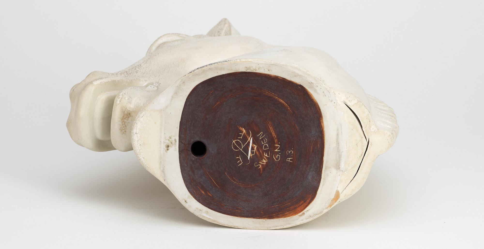 A Gunnar Nylund stoneware sculpture of a horse's head, Rörstrand.