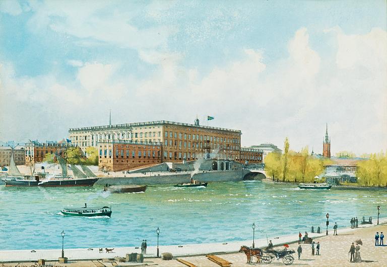 Anna Palm de Rosa, Vy över Stockholms slott från Blasieholmen.