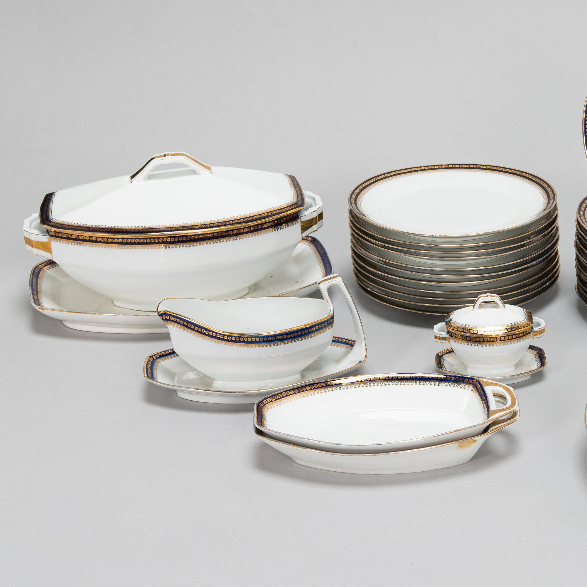 Dinner ware, porcelain, 57 pcs, Kuznetsov, Dmitrov factory, Russia 1894-1917.