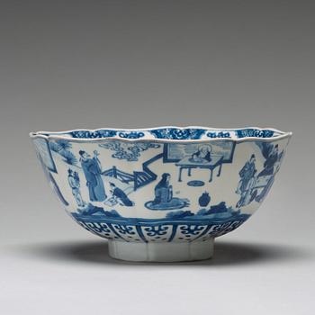 A blue and white bowl with immortals, Qing dynasty, Kangxi (1662-1722).