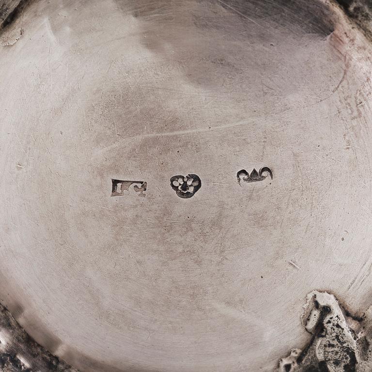 A silver beaker, maker's mark Isak Carlstedt, Porvoo ca. 1831, and silver spoon by Carl Fredrik Borgström, Turku 1803.