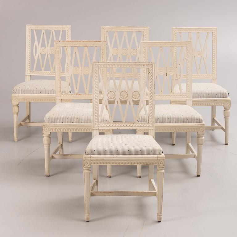 Chairs, 6 similar, late Gustavian, Lindome, 19th century.