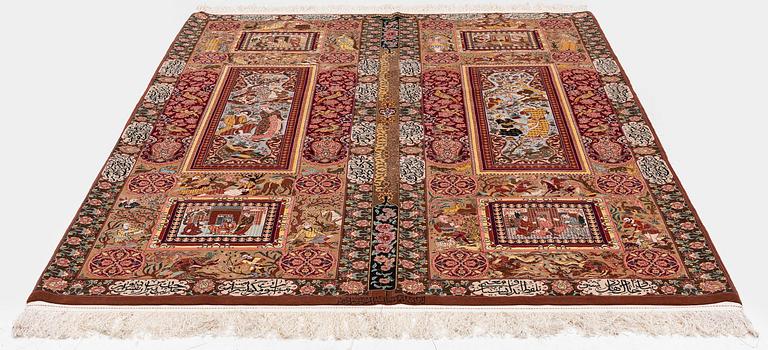 Matta, Isfahan, centrala Persien, part silk, signerad, ca 270 x 185 cm.