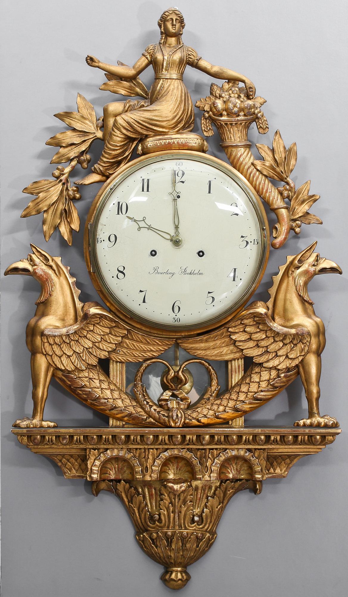 VÄGGPENDYL, Empire, Per Henrik Beurling (verksam 1783 - 1806), Stockholm, 1800-talets början.