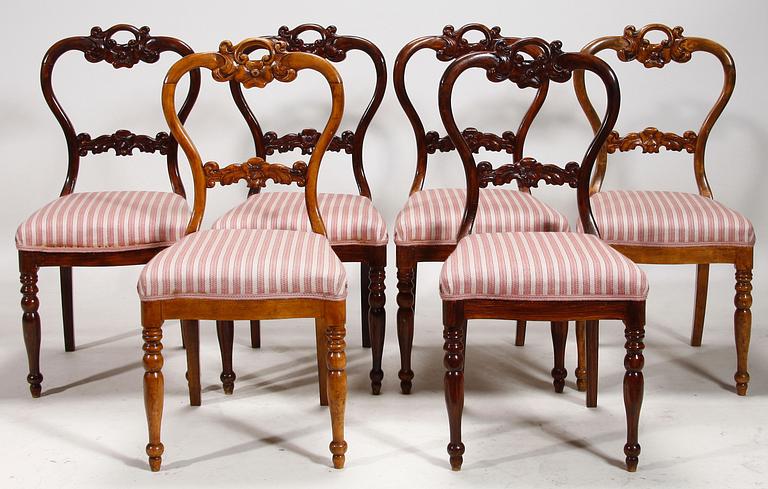 STOLAR, 6 st, nyrokoko, 1800-talets andra hälft.