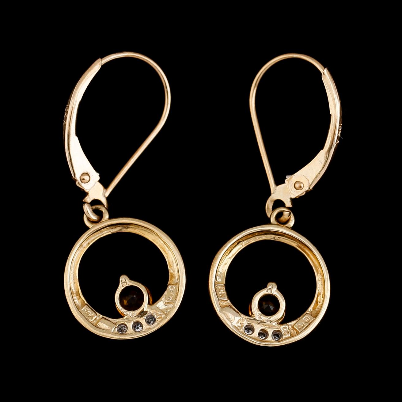 ÖRHÄNGEN, 1 par, 10K guld, diamanter och citriner.