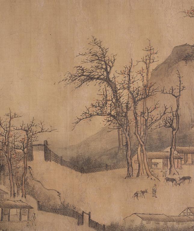 A Chinese scroll painting by anonymous artist, ink and colour on silk, Qing dynasty (1644-1912).