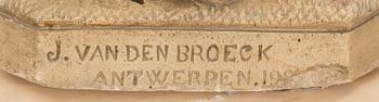 A Dutch concrete sculpture marked J van den Broeck Antwerpen 1907.