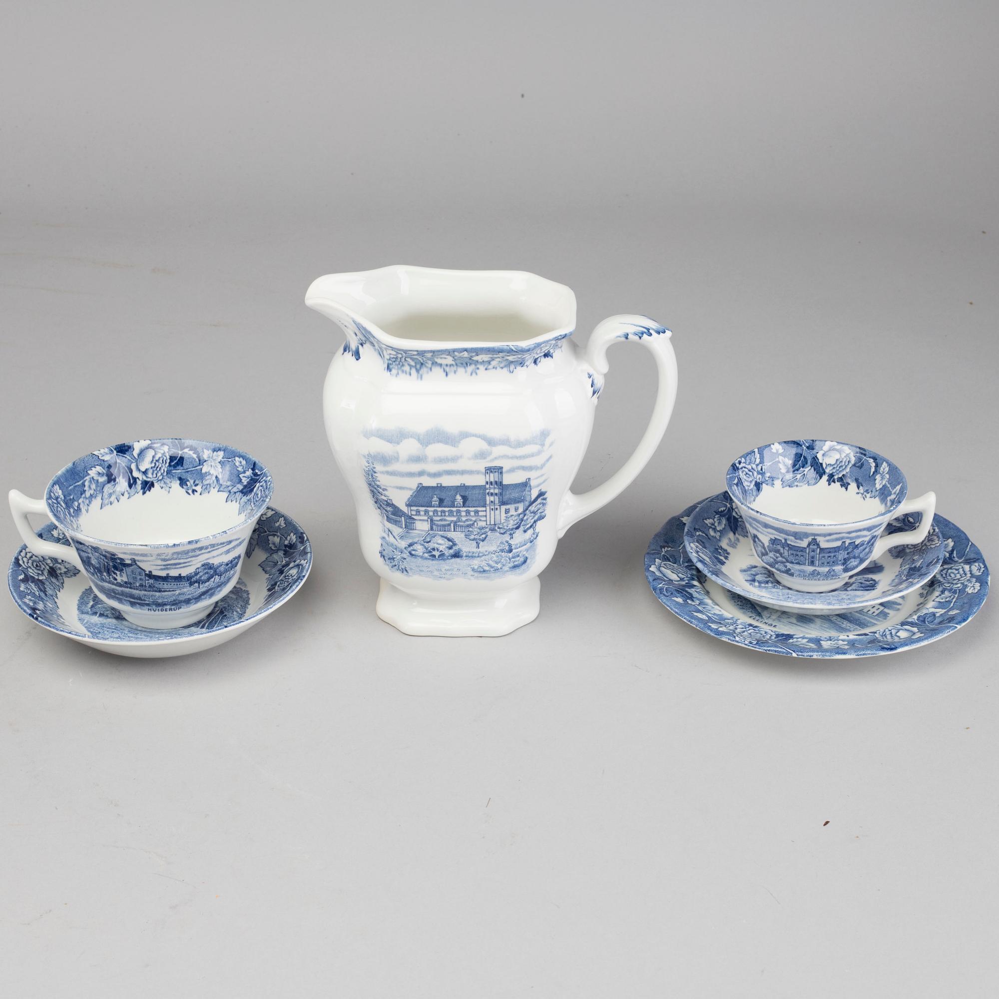 KAFFE OCH TESERVIS, flintgods, ca 59 delar, "Skåne", VDN, Rörstrand.
