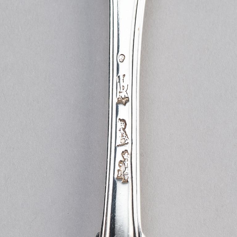 The von Fersen cutlery, a set of French silver cutlery, three pieces, 18th century.