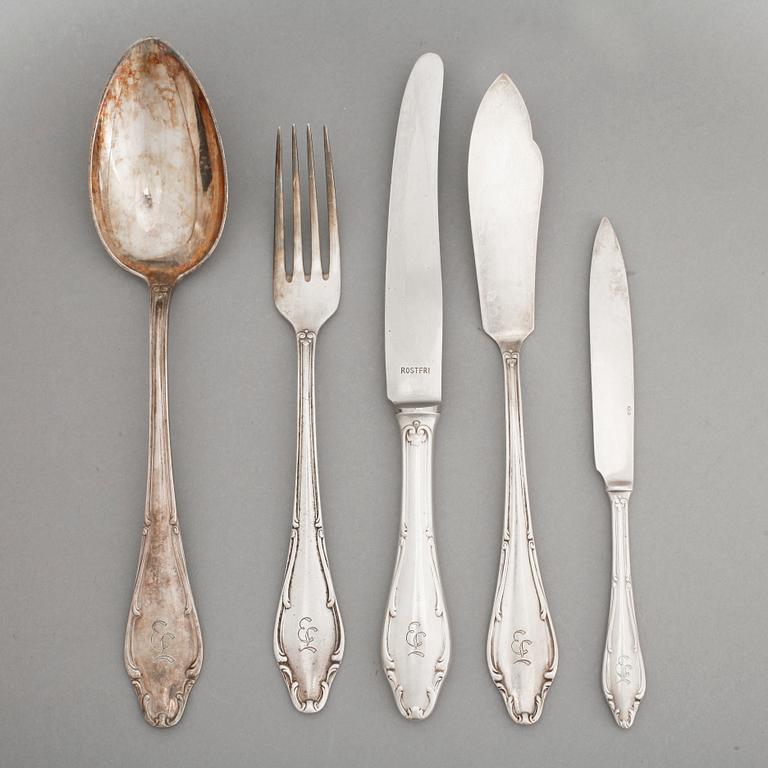 BESTICKSERVIS, 71 delar. Silver. Total vikt ca 3,268 kg.