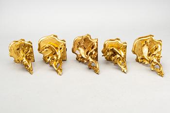 Konsoler och konsolhyllor 10 st Louis XV-stil Paoletti Florens, Italien 1900-talets mitt.
