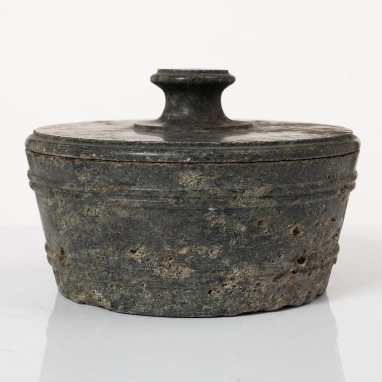 A 'Kolmård' marble butter box, Sweden, early 19th century.