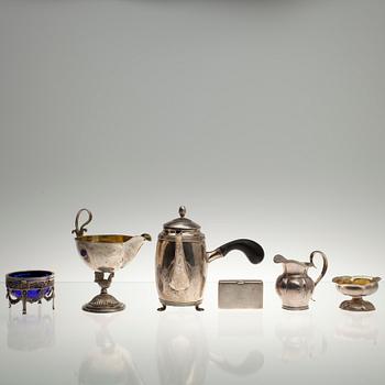 PARTI SILVER, 6 delar. 1816 - ca 1900. Vikt 674 g.