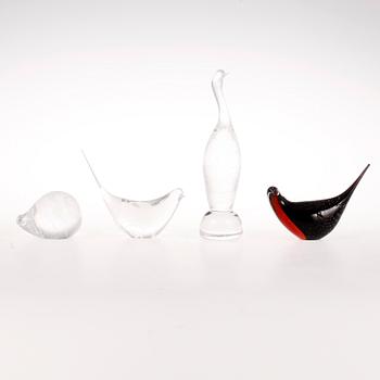 FIGURINER, 4 st, glas, Vicke Lindstrand, Kosta.