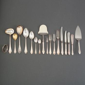 124 pcs silver cutlery, late 20th century.