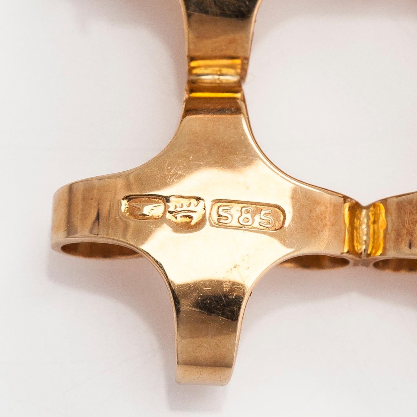 Elis Kauppi, brosch, 14K guld och odlade pärlor. Kupittaan Kulta, Åbo.