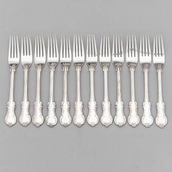 A 24-piece set of Grachev silver cutlery, Saint Petersburg 1889 and 1895.