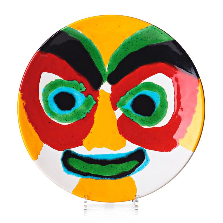 Karel Appel, a "Kop met gele neus" glazed ceramic dish, 4/6, 1977.